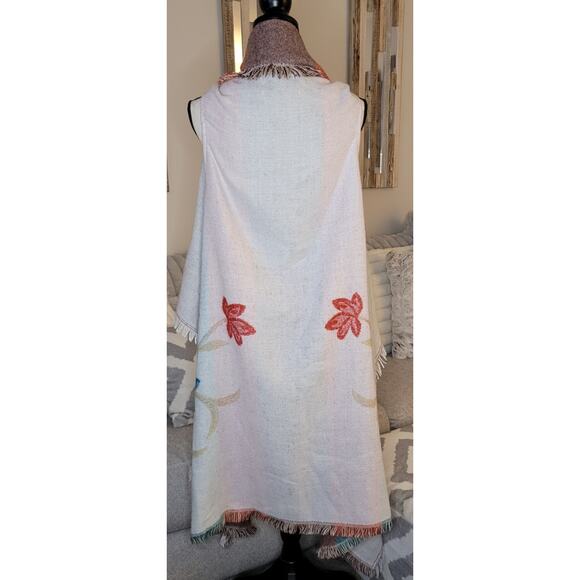 Andrew Marc Sleeveless Waterfall Open Cardigan BlanketVest Floral One Size - Picture 5 of 8